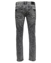 dunkelgraue enge Jeans mit Destroyed-Effekten von ONLY & SONS