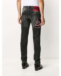 dunkelgraue enge Jeans mit Destroyed-Effekten von Philipp Plein