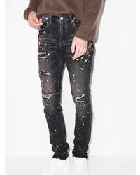 dunkelgraue enge Jeans mit Destroyed-Effekten von purple brand