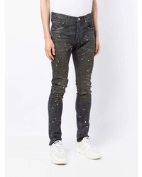 dunkelgraue enge Jeans mit Destroyed-Effekten von purple brand