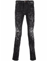 dunkelgraue enge Jeans mit Destroyed-Effekten von Philipp Plein