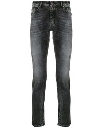 dunkelgraue enge Jeans mit Destroyed-Effekten von Pt01