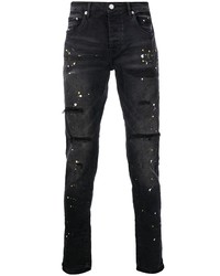 dunkelgraue enge Jeans mit Destroyed-Effekten von purple brand