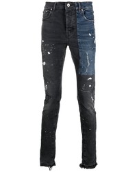 dunkelgraue enge Jeans mit Destroyed-Effekten von purple brand