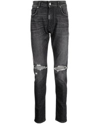 dunkelgraue enge Jeans mit Destroyed-Effekten von Represent