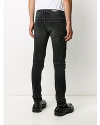 dunkelgraue enge Jeans mit Destroyed-Effekten von Balmain