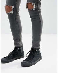 dunkelgraue enge Jeans mit Destroyed-Effekten von Brave Soul