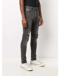 dunkelgraue enge Jeans mit Destroyed-Effekten von Represent