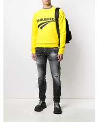 dunkelgraue enge Jeans mit Destroyed-Effekten von DSQUARED2