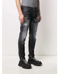 dunkelgraue enge Jeans mit Destroyed-Effekten von DSQUARED2