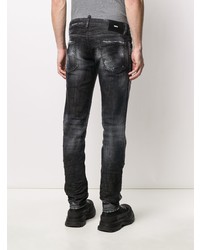 dunkelgraue enge Jeans mit Destroyed-Effekten von DSQUARED2