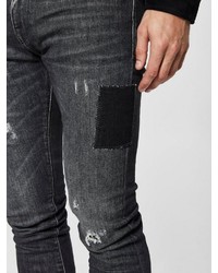 dunkelgraue enge Jeans mit Destroyed-Effekten von Selected Homme