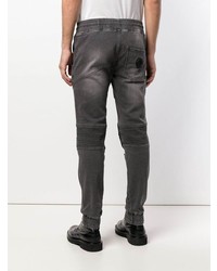 dunkelgraue enge Jeans mit Destroyed-Effekten von Philipp Plein