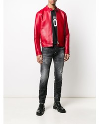 dunkelgraue enge Jeans mit Destroyed-Effekten von DSQUARED2