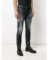 dunkelgraue enge Jeans mit Destroyed-Effekten von DSQUARED2