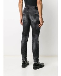 dunkelgraue enge Jeans mit Destroyed-Effekten von DSQUARED2