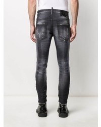 dunkelgraue enge Jeans mit Destroyed-Effekten von DSQUARED2