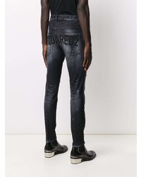 dunkelgraue enge Jeans mit Destroyed-Effekten von DSQUARED2