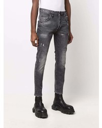 dunkelgraue enge Jeans mit Destroyed-Effekten von Philipp Plein