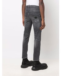 dunkelgraue enge Jeans mit Destroyed-Effekten von Philipp Plein