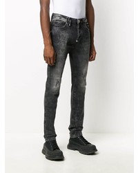 dunkelgraue enge Jeans mit Destroyed-Effekten von Philipp Plein