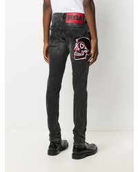 dunkelgraue enge Jeans mit Destroyed-Effekten von Philipp Plein