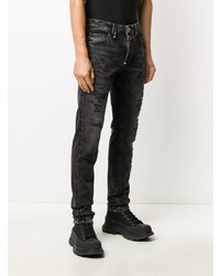 dunkelgraue enge Jeans mit Destroyed-Effekten von Philipp Plein