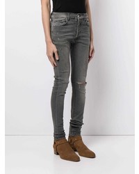 dunkelgraue enge Jeans mit Destroyed-Effekten von Amiri