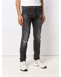 dunkelgraue enge Jeans mit Destroyed-Effekten von Philipp Plein