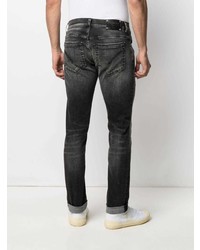 dunkelgraue enge Jeans mit Destroyed-Effekten von Dondup