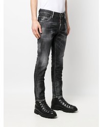 dunkelgraue enge Jeans mit Destroyed-Effekten von DSQUARED2