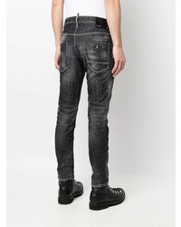 dunkelgraue enge Jeans mit Destroyed-Effekten von DSQUARED2