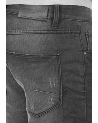 dunkelgraue enge Jeans mit Destroyed-Effekten von Solid