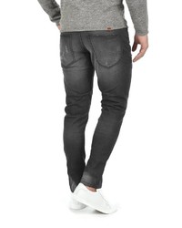 dunkelgraue enge Jeans mit Destroyed-Effekten von Solid