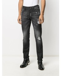 dunkelgraue enge Jeans mit Destroyed-Effekten von Philipp Plein