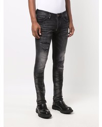 dunkelgraue enge Jeans mit Destroyed-Effekten von Philipp Plein