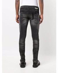 dunkelgraue enge Jeans mit Destroyed-Effekten von Philipp Plein