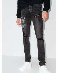 dunkelgraue enge Jeans mit Destroyed-Effekten von Ksubi