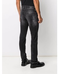 dunkelgraue enge Jeans mit Destroyed-Effekten von Diesel