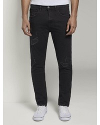 dunkelgraue enge Jeans mit Destroyed-Effekten von Tom Tailor Denim