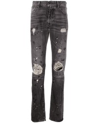 dunkelgraue enge Jeans mit Destroyed-Effekten von Unravel Project