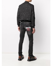 dunkelgraue enge Jeans mit Destroyed-Effekten von Philipp Plein