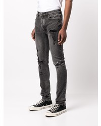 dunkelgraue enge Jeans mit Destroyed-Effekten von Ksubi