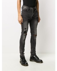 dunkelgraue enge Jeans mit Destroyed-Effekten von Ksubi