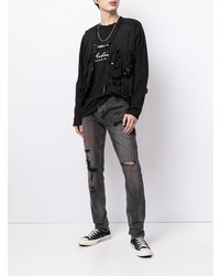 dunkelgraue enge Jeans mit Destroyed-Effekten von Ksubi