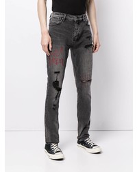 dunkelgraue enge Jeans mit Destroyed-Effekten von Ksubi