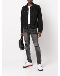 dunkelgraue enge Jeans mit Destroyed-Effekten von Ksubi