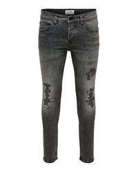 dunkelgraue enge Jeans von ONLY & SONS