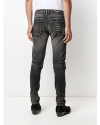 dunkelgraue enge Jeans von Balmain