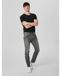 dunkelgraue enge Jeans von Selected Homme